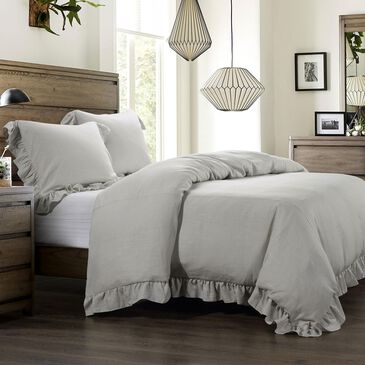 HiEnd Accents Lily 3-Piece Super King Comforter Set in Light Gray, , large