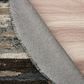 L&R Resources Sinuous Distressed Cabin Camouflage 6" Round Gray, Brown and Tan Area Rug, , large