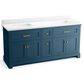 Kohler Charlemont 72" Double Bathroom Vanity in Tidal Blue with 3 cm White Quartz Top and Rectangular Sinks, , large