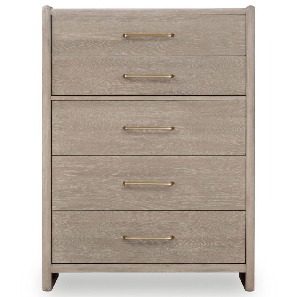 Urban Home Gardenia 5-Drawer Oak Wood Chest in Chai, , large