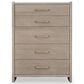 Urban Home Gardenia 5-Drawer Oak Wood Chest in Chai, , large