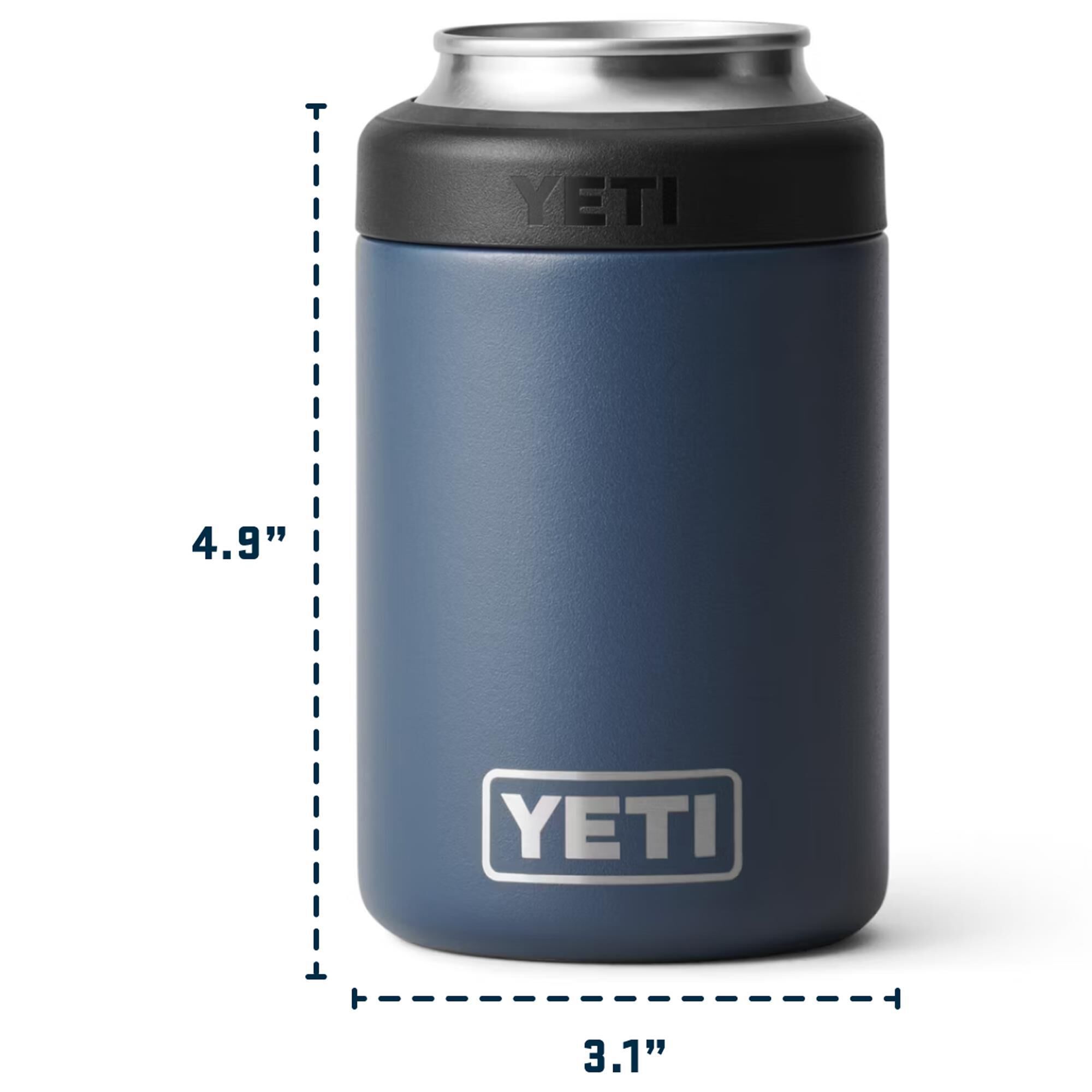YETI Rambler 12 Oz Colster Can Cooler in Navy, White and Badge