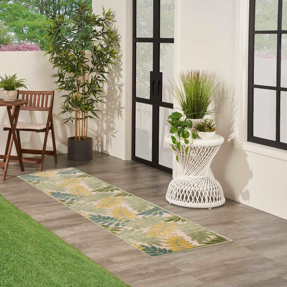 Nourison Aloha Nature 2&#39;3&quot; x 8&#39; Green and Multicolor Indoor/Outdoor Runner, , large