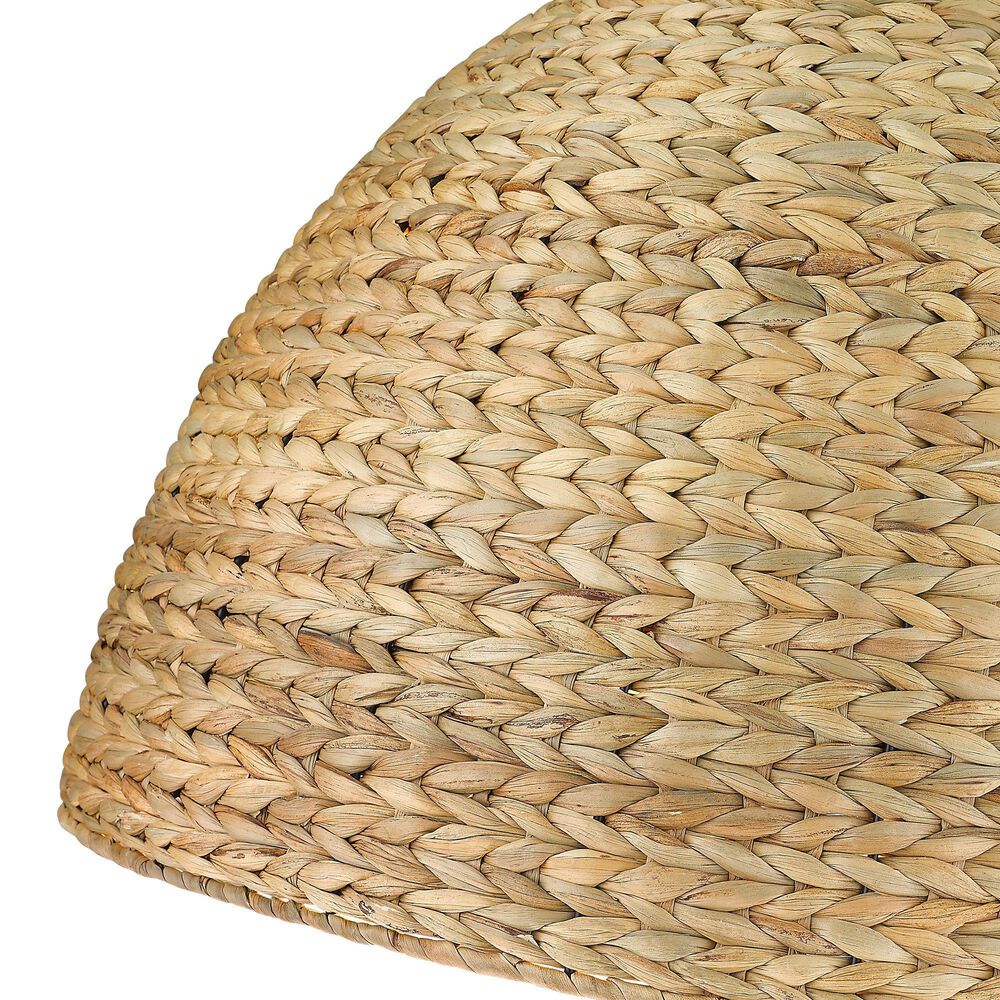 Golden Lighting Rue 8-Light Pendant in Matte Black with Woven Sweet Grass Shade, , large