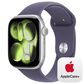 Apple Watch Series 11 (GPS+Cellular) 46mm Aluminum Case with Purple Fog Sport Band - S/M in Silver and 2-Year AppleCare+, , large