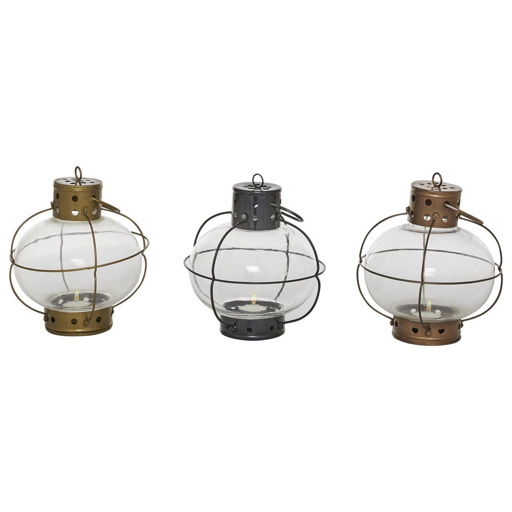 Maple and Jade 8.5" x 7" Metal Lantern in Multicolor (Set of 3), , large