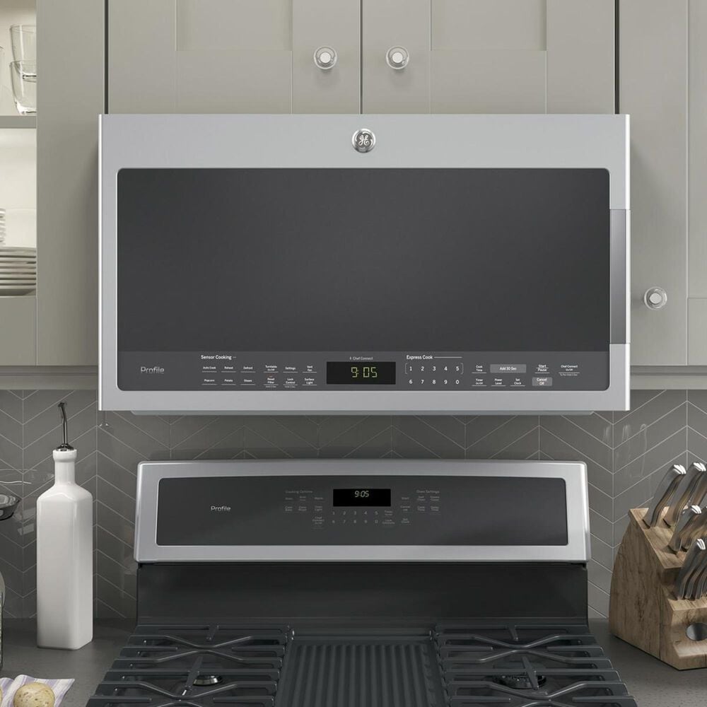 GE Profile 2.1 Cu. Ft. Over the Range Microwave with Sensor in Stainless Steel, , large