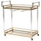 Baxton Studio Savannah 2-Tier Wine Cart in Gold and Clear, , large