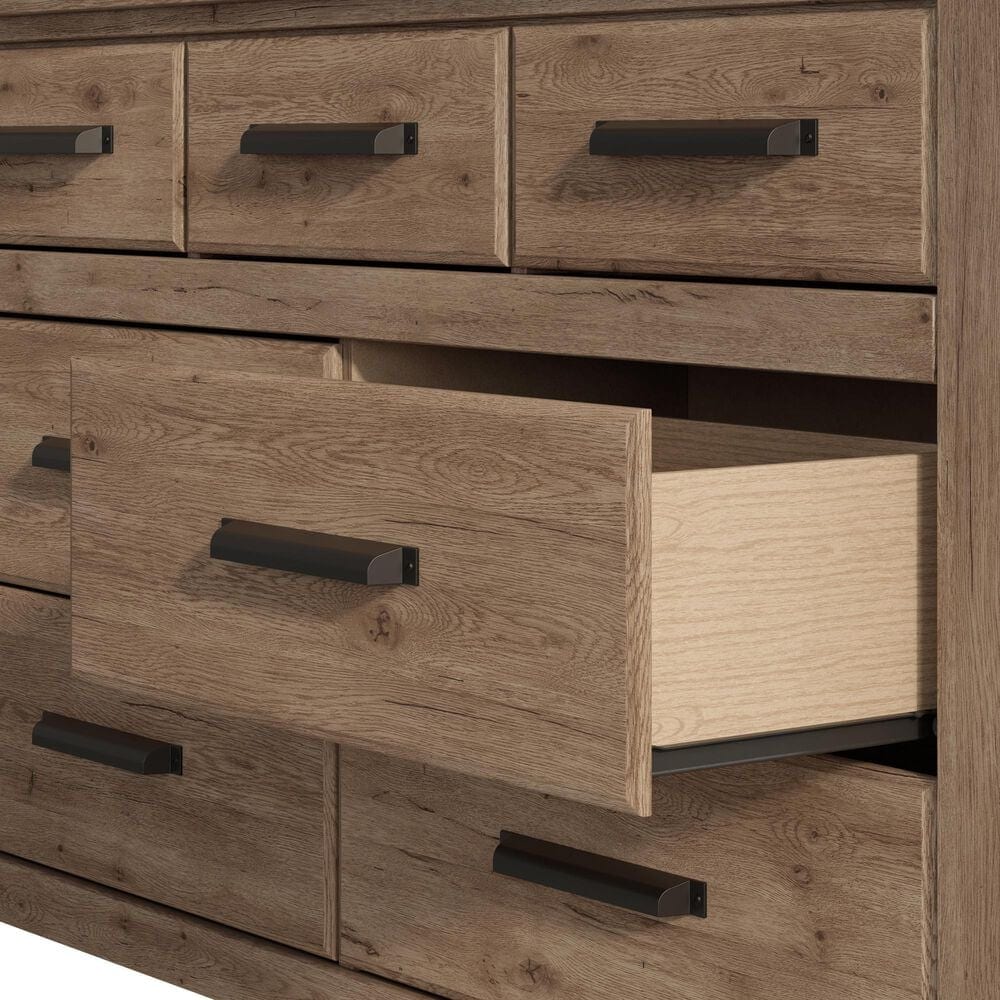 Ashley Oliandon 7 Drawer Dresser and Mirror in Light Brown, , large