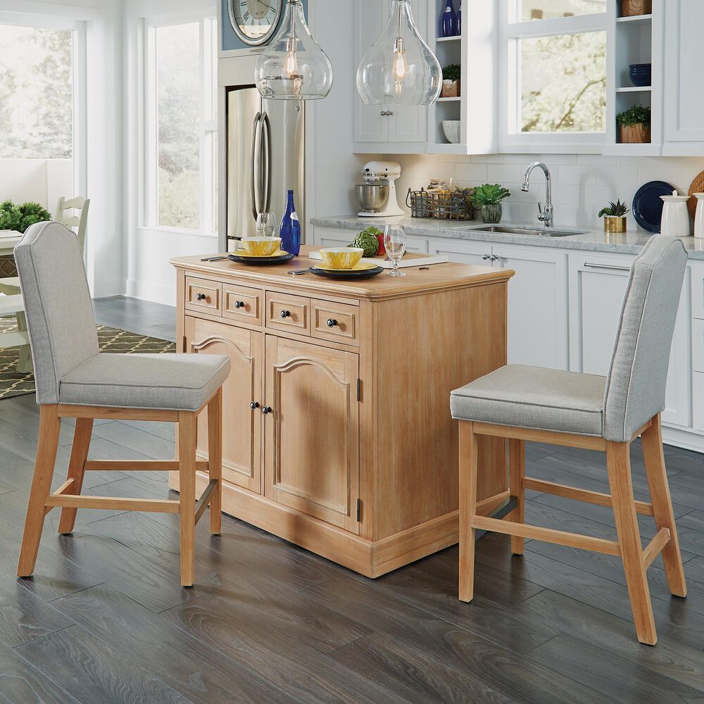 Homestyles Cambridge 3-Piece Kitchen Island Set in Whitewash, , large