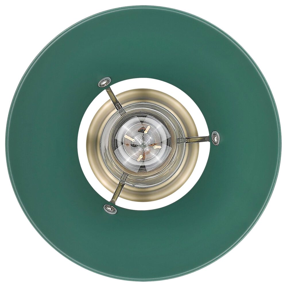 Golden Lighting Orwell 1-Light Small Pendant with Pine Green Shade in Aged Brass, , large