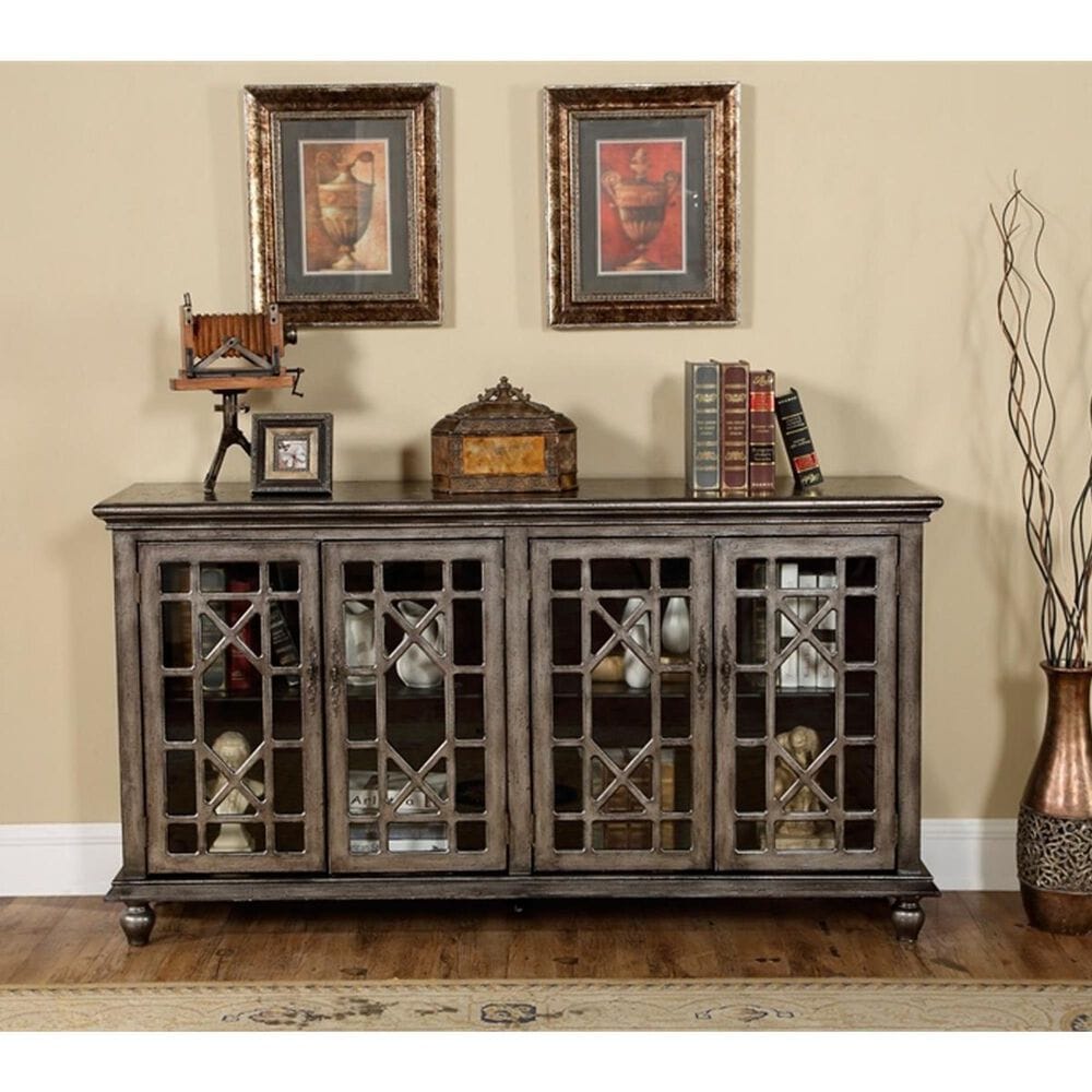 Shell Island Furniture 4Door Media Credenza In Joplin Texture Grey NFM