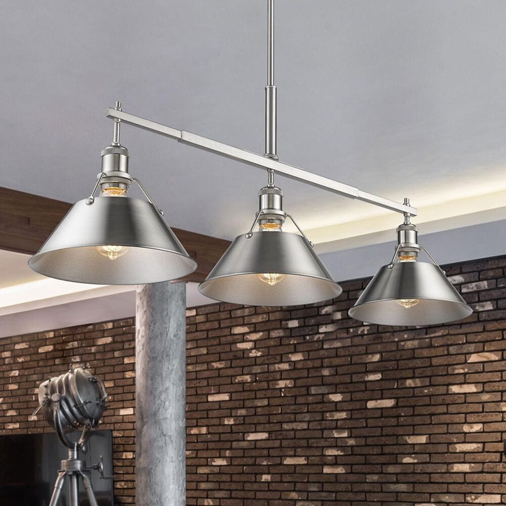 Golden Lighting Orwell 3-Light Linear Pendant in Pewter, , large
