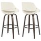 LumiSource Fabrico 30" Swivel Fixed-Height Bar Stool with Cream Noise Fabric Upholstery in Black and Glazed Walnut (Set of 2), , large