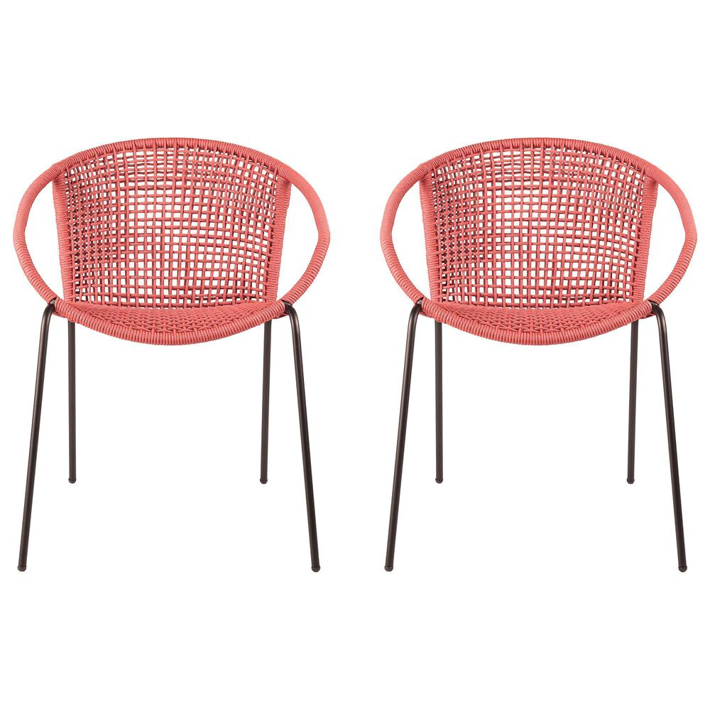 Hearth and Haven Quilla Stackable Dining Chair in Brick Red and Black (Set of 2), , large