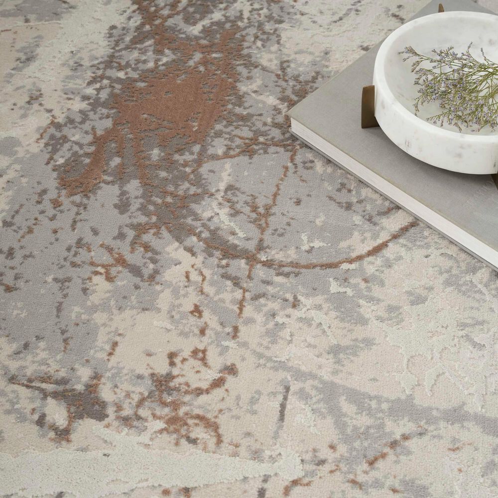 Nourison Desire Cream and Grey 6&#39; x 9&#39; Area Rug, , large