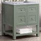 James Martin Vanities Breckenridge 30" Single Bathroom Vanity in Smokey Celadon with 3 cm Carrara White Marble Top and Rectangular Sink, , large
