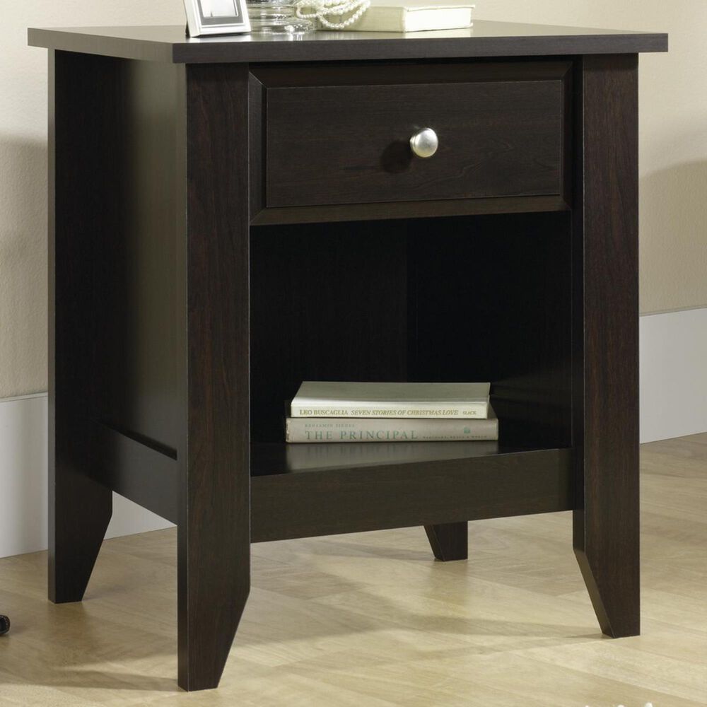 Sauder Shoal Creek 1 Drawer Nightstand in Jamocha Nebraska Furniture Mart