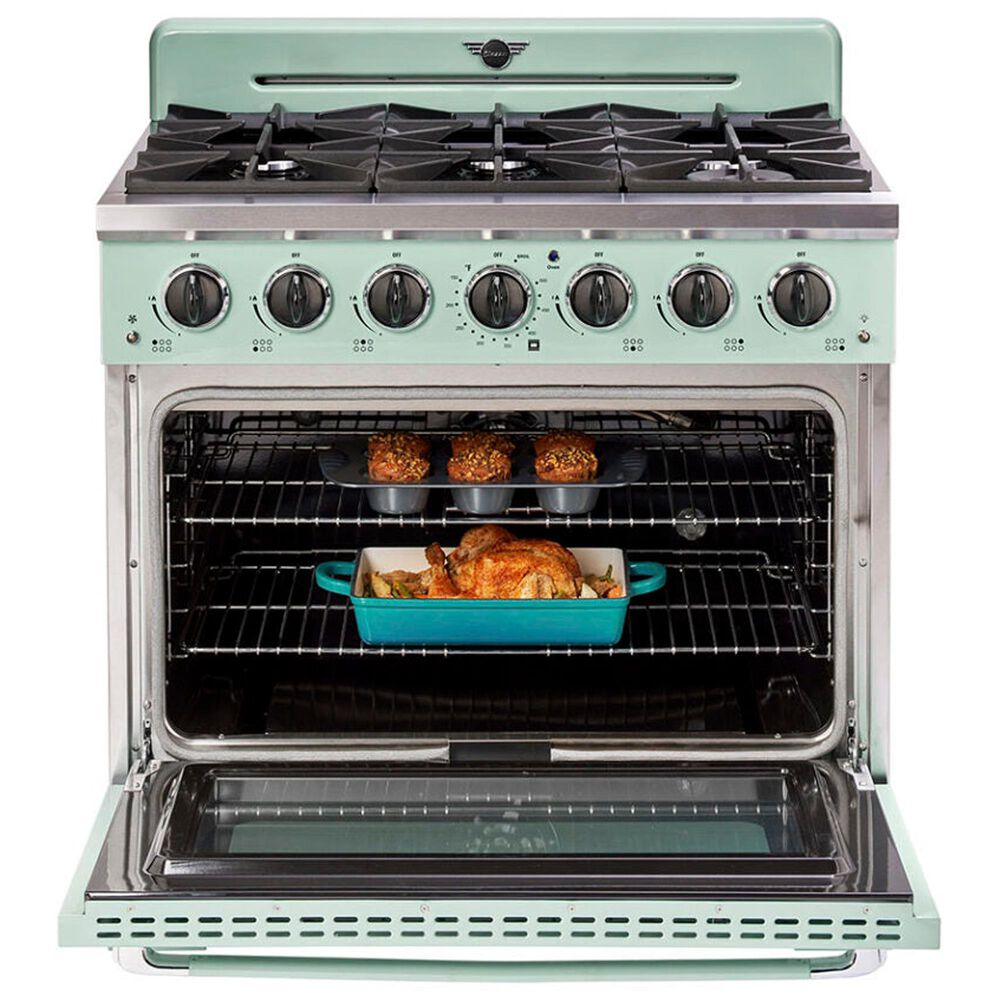 Unique Appliances Classic Retro 36" Pro Convection Gas Range in Summer Mint Green, , large