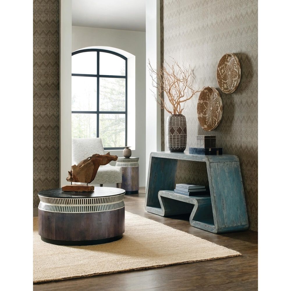 Hooker Furniture Commerce and Market Inside Track Console Table in Distressed Blue, , large