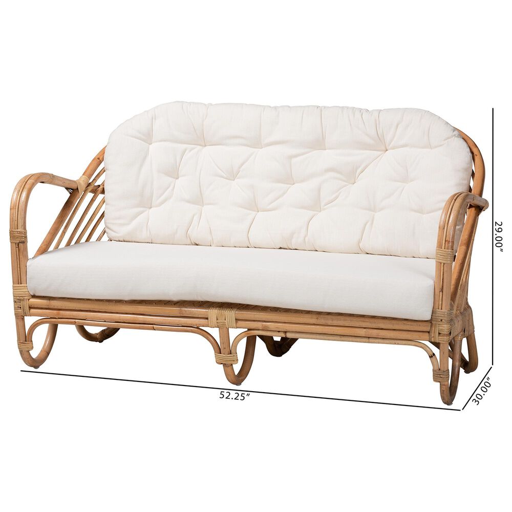 Baxton Studio Aliane Stationary Loveseat in White, , large