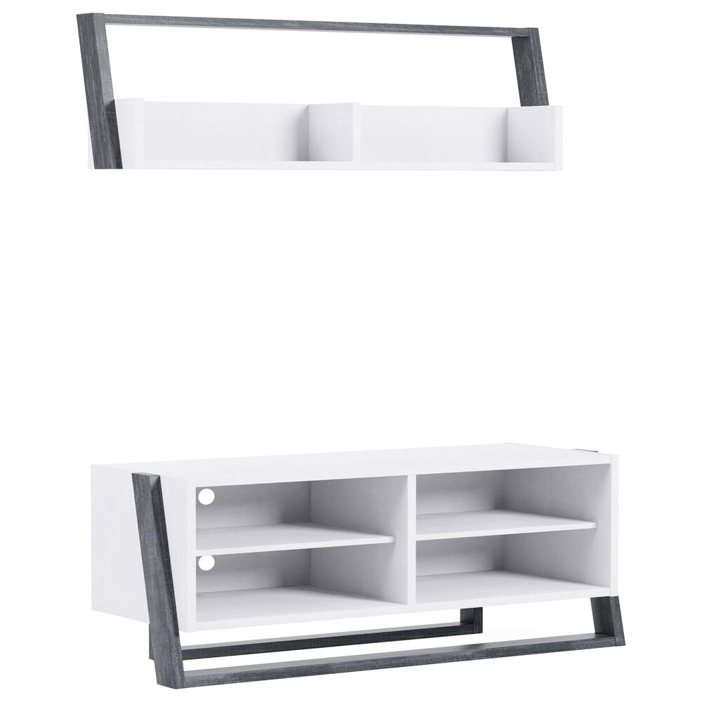 Furniture of America Friedman 2-Piece Entertainment Center in White/Gray, , large