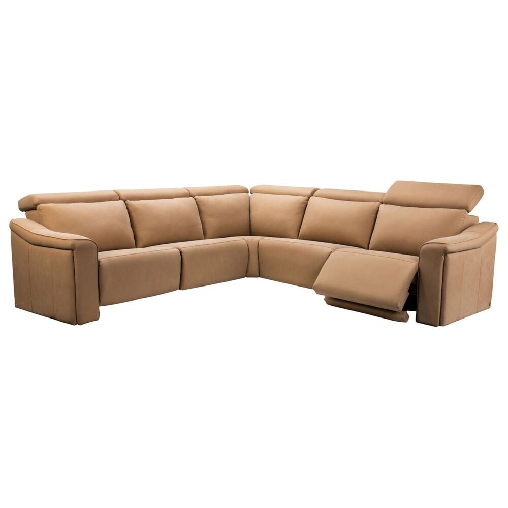Elran Furniture Bennett 5-Piece Power Symmetrical Reclining Sectional with Power Headrests in Storm Wheat, , large