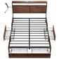 HOMLUX 4-Drawer Queen Storage Bed with LED Headboard and Charging Station in Rustic Brown, , large