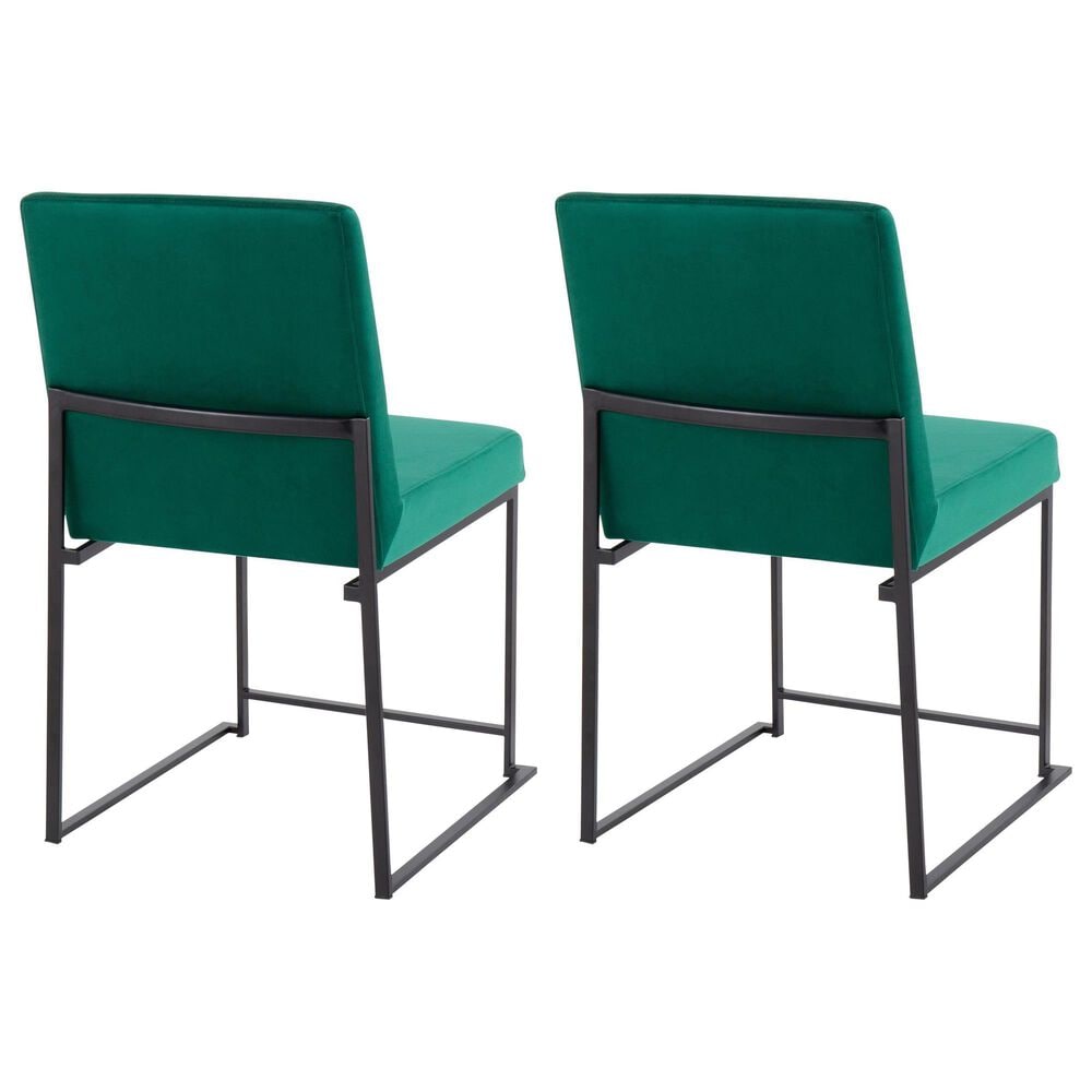 LumiSource Fuji Side Chair with Green Cushion in Black (Set of 2), , large