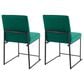 LumiSource Fuji Side Chair with Green Cushion in Black (Set of 2), , large