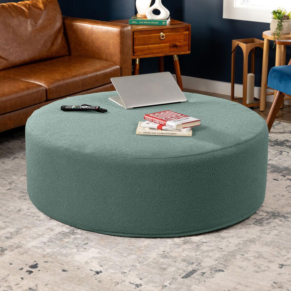 Jaxx Candler Round Ottoman in Green, , large
