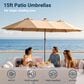 HOMLUX 2-Piece 14.5 ft Patio Umbrella and All-weather Square Rattan Coffee Table Outdoor Set in Khaki, , large