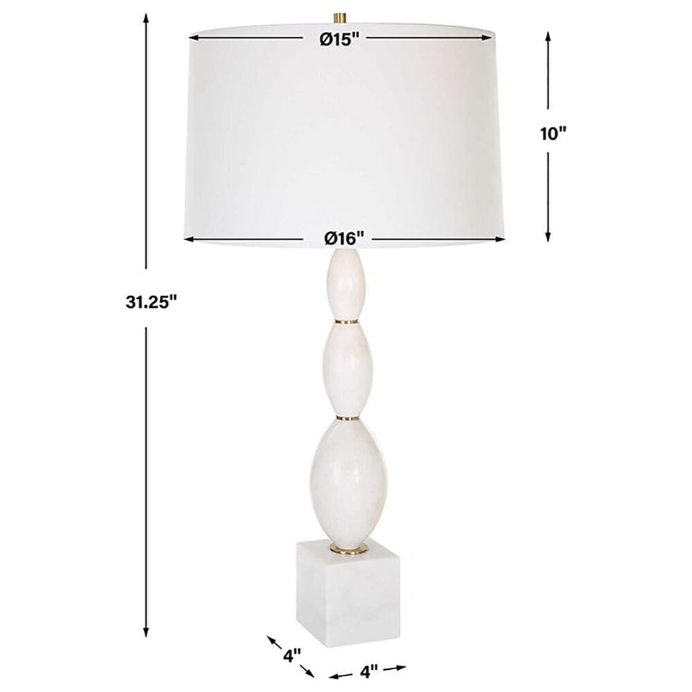 Uttermost Regalia Table Lamp in Beaded White and Antique Brushed Brass, , large