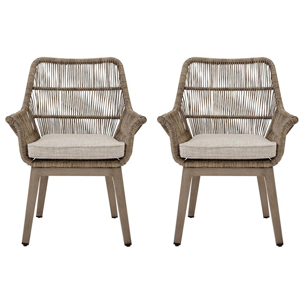 Ashley Beach Front Patio Arm Chair in Beige &#40;Set of 2&#41;, , large