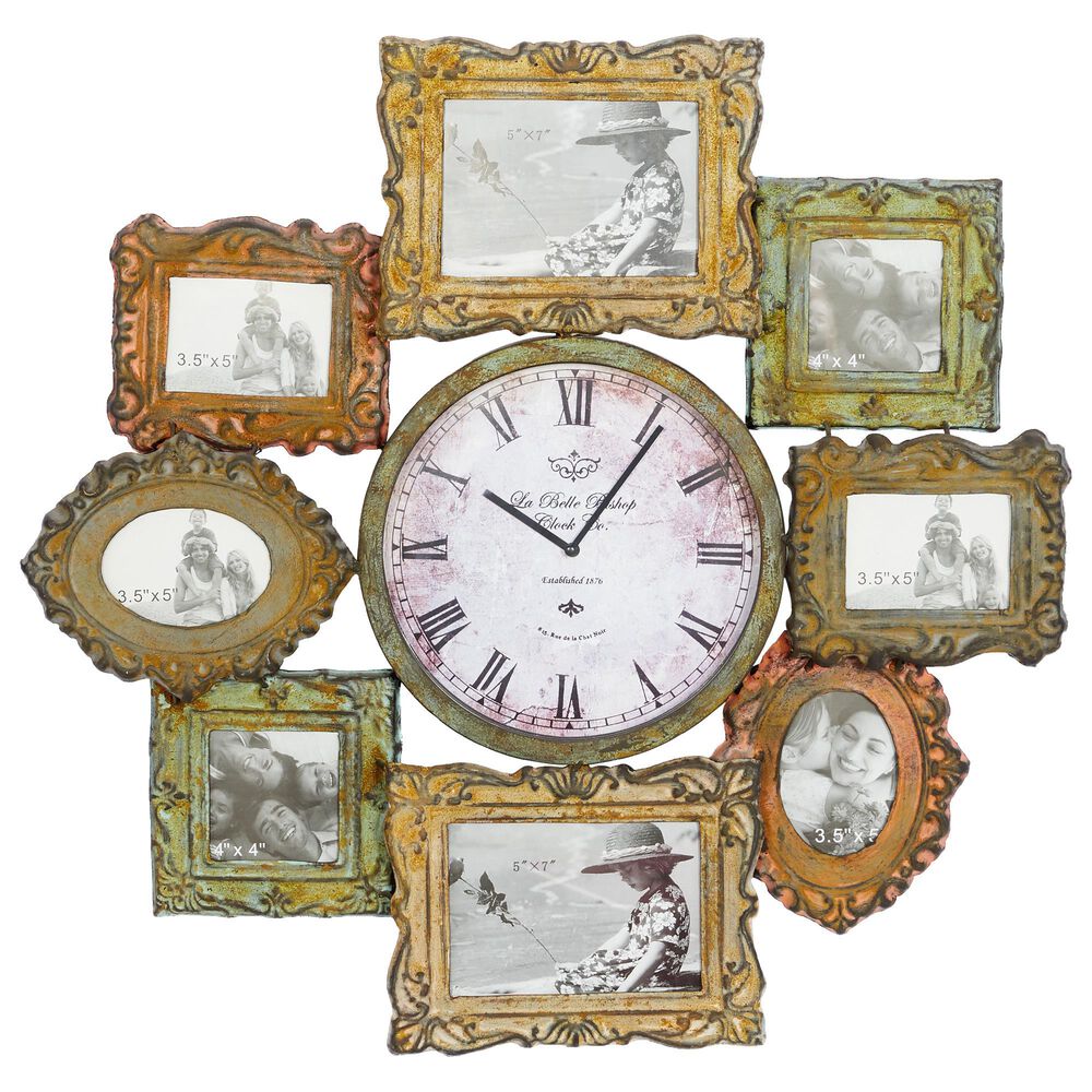 Maple and Jade Eclectic Vintage Wall Clock in Mint Green, Dandelion and Tangerine, , large
