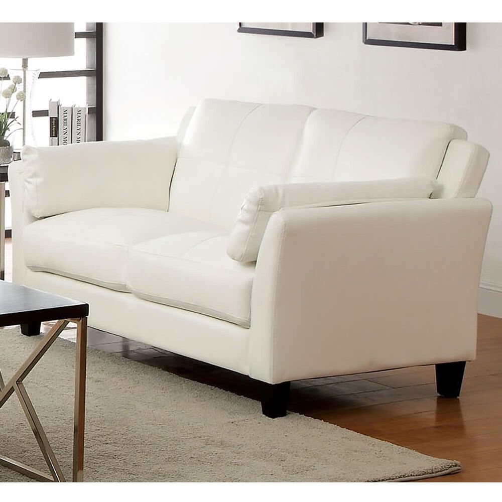 Furniture of America Clanton Stationary Loveseat in White, , large