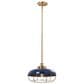 Creative Coop Presley 1-Light Pendant Light with Navy Blue Shade in Brushed Brass, , large