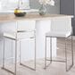 Lumisource Fuji Stackable Counter Stool with White Velvet Cushion in Brushed Stainless Steel (Set of 2), , large