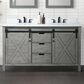 Lexora Home Marsyas 60" Double Bathroom Vanity in Ash Grey with White Quartz Top and Rectangular Sinks, , large