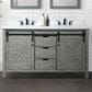 Lexora Home Marsyas 60" Double Bathroom Vanity in Ash Grey with White Quartz Top and Rectangular Sinks, , large