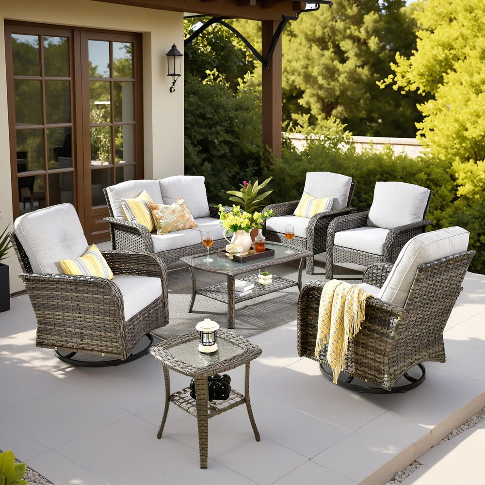 HOMLUX 7-Piece Patio Conversation Set in Gray, , large