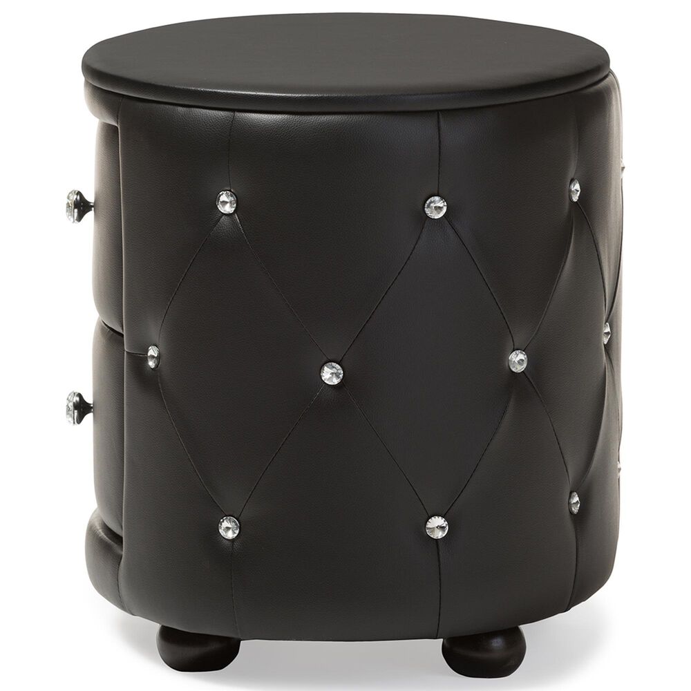 Baxton Studio Davina 2-Drawer Nightstand in Black, , large