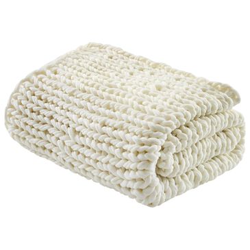 Hampton Park Chunky Double Knit 50" x 60"  Throw in Ivory, , large