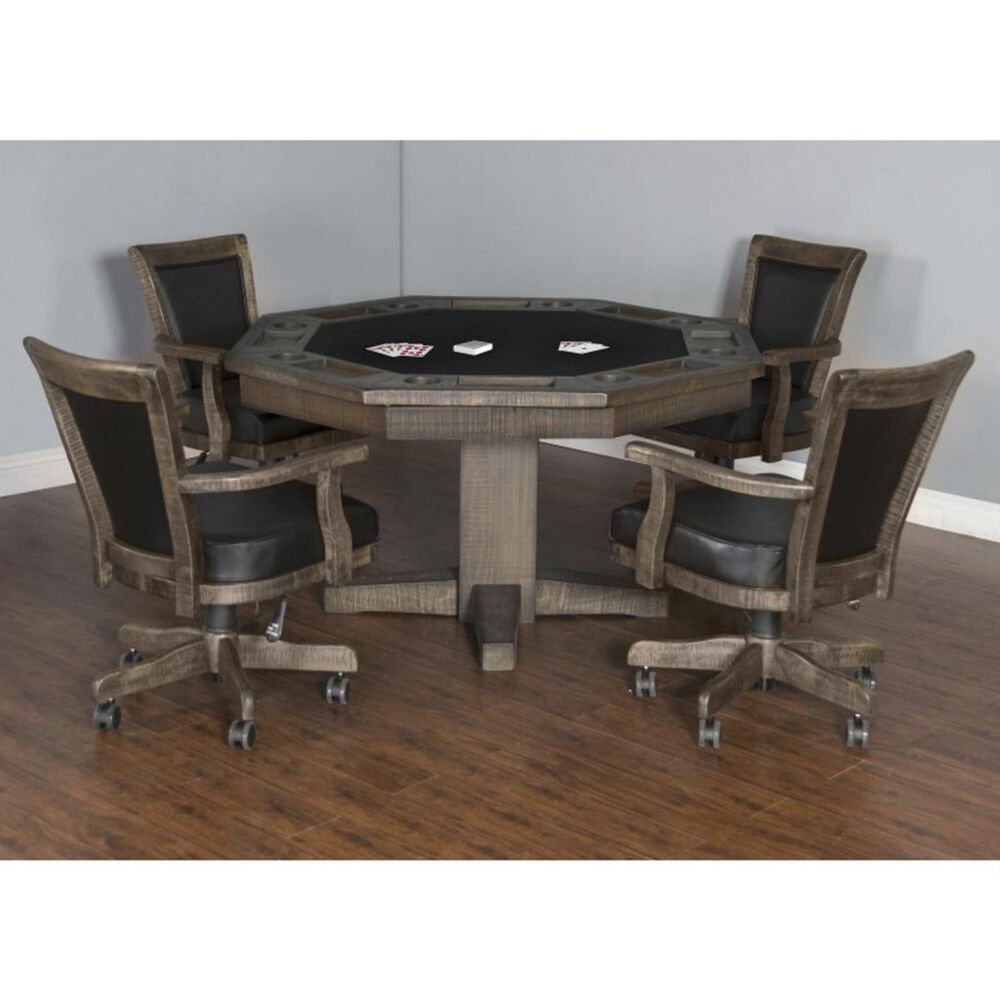 Sunny Designs 5-Piece Game with Black Cushion Table Set in Tobacco Leaf, , large
