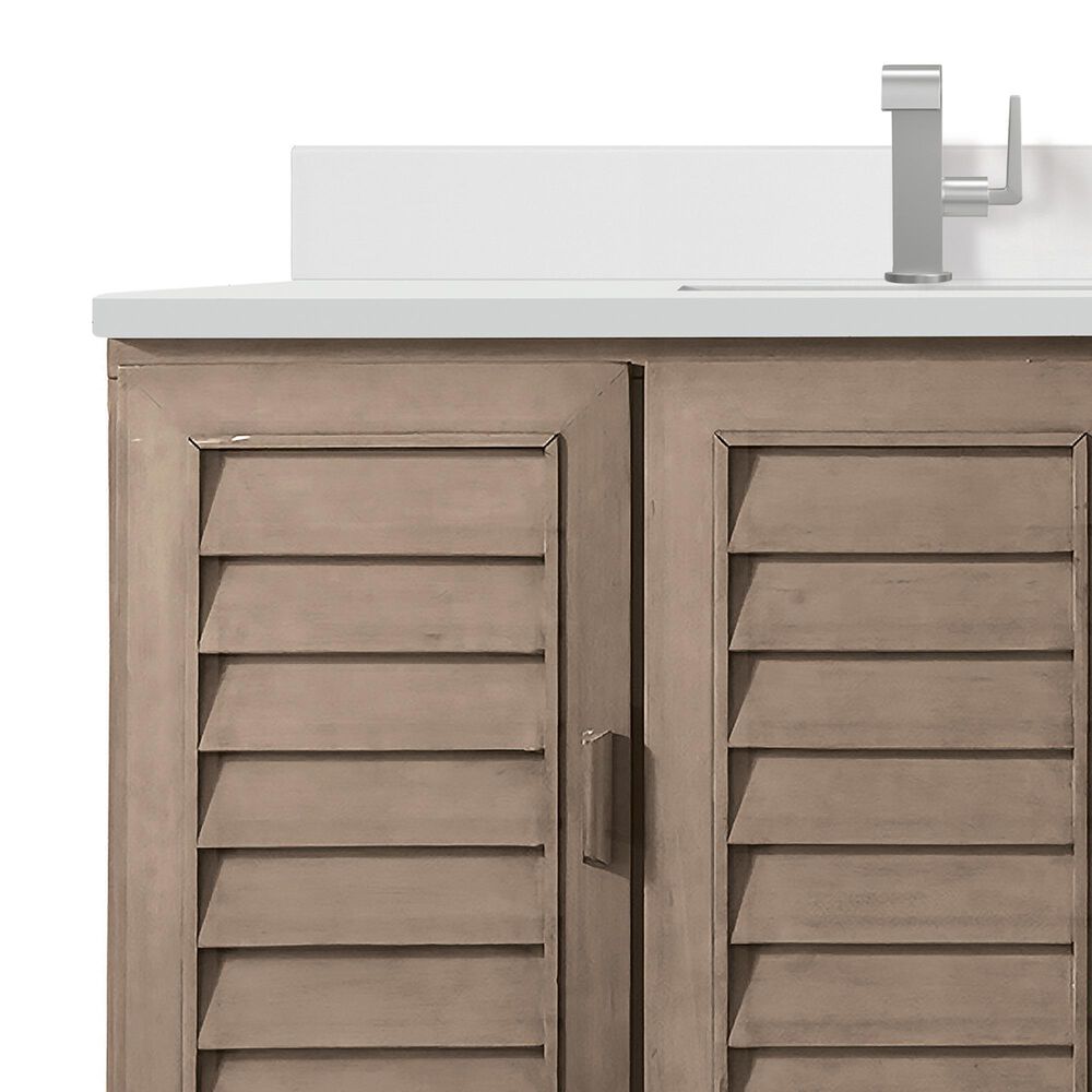 James Martin Vanities Portland 48&quot; Single Bathroom Vanity in Whitewashed Walnut with Single Hole 3 cm White Zeus Quartz Top and Rectangular Sink, , large