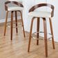 LumiSource Grotto 30" Swivel Barstool with Cream Faux Leather Upholstery in Walnut and Chrome (Set of 2), , large