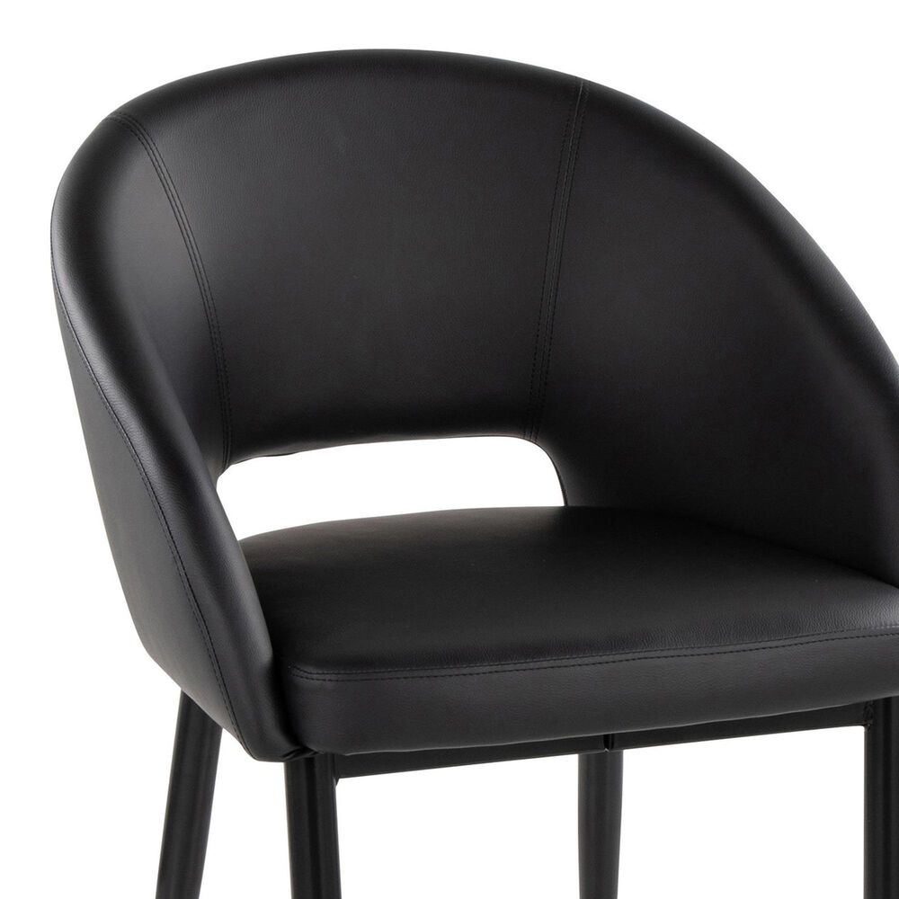 LumiSource Renee Arm Chair with Black Faux Leather Cushion in Black (Set of 2), , large
