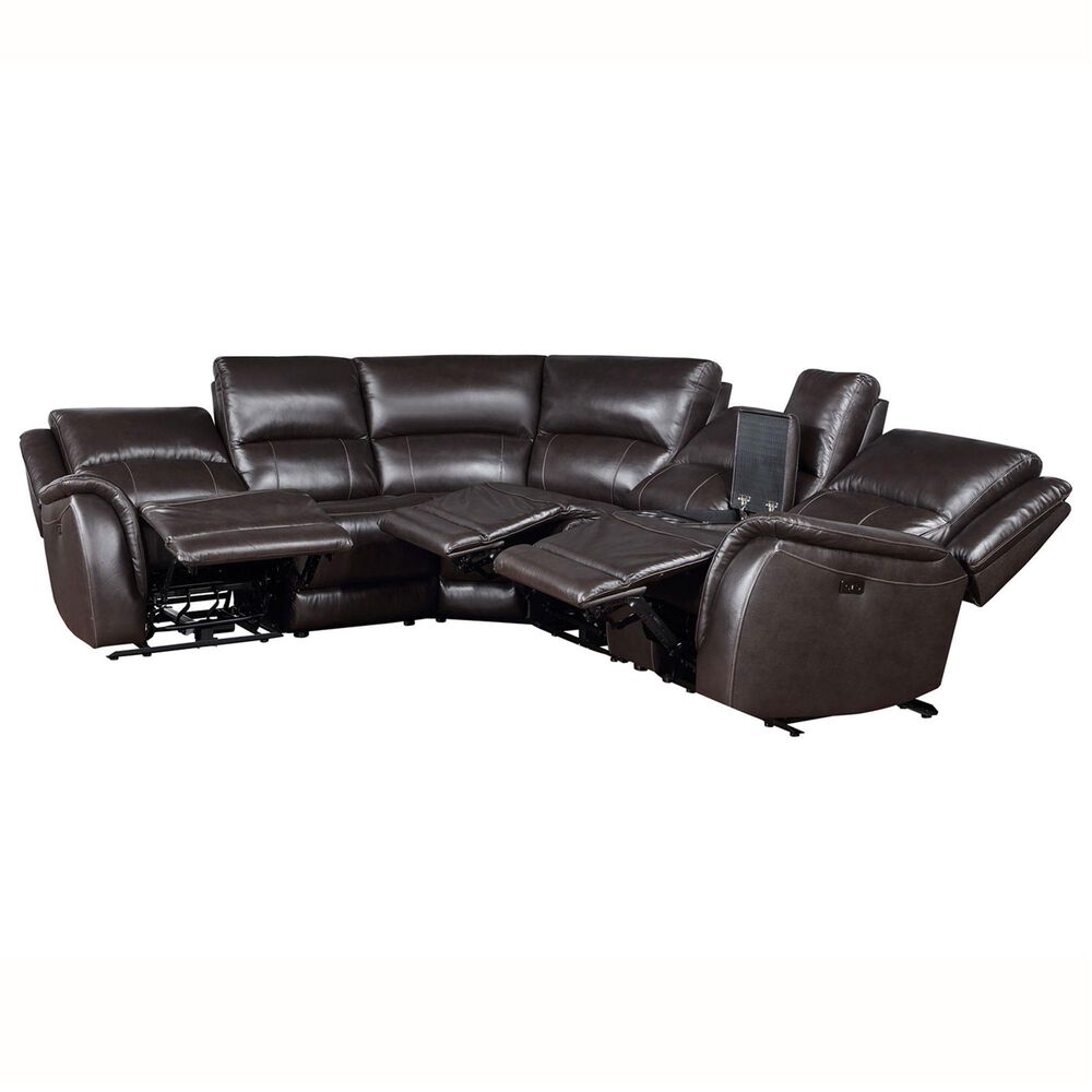 Steve Silver Alexandria 6-Piece Power Reclining Sectional in Chocolate, , large