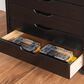 Linon Home Decor Cary 6-Drawer Wide Rolling Cart in Black, , large