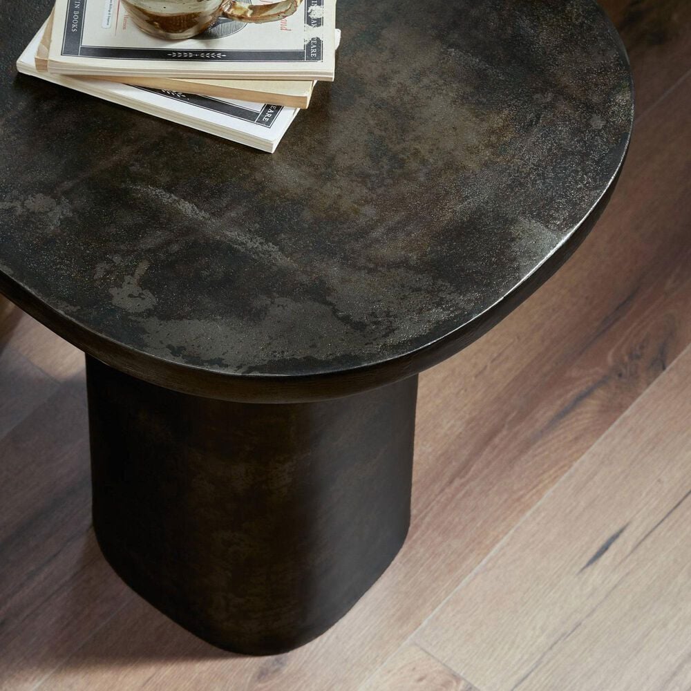 Four Hands Odessa End Table in Distressed Bronze, , large